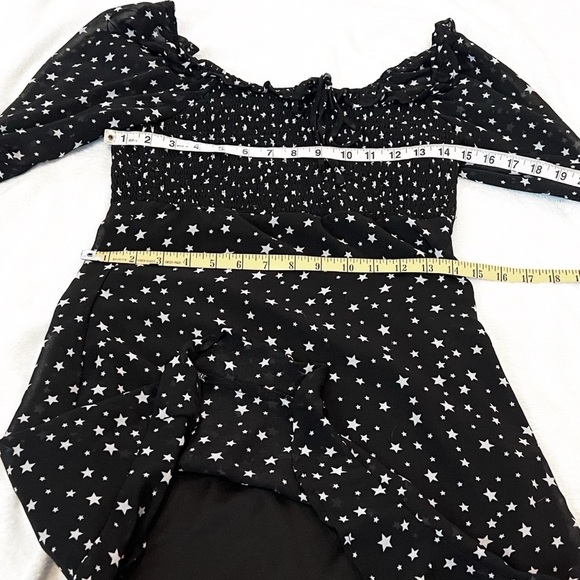 Altar’d State Long Sleeve Mini Star Dress Babydoll Black White Medium Sheer - Picture 7 of 11